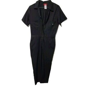 Dickies Coveralls Mens L Black Short Sleeve Mechanic Painter Zip Up Button